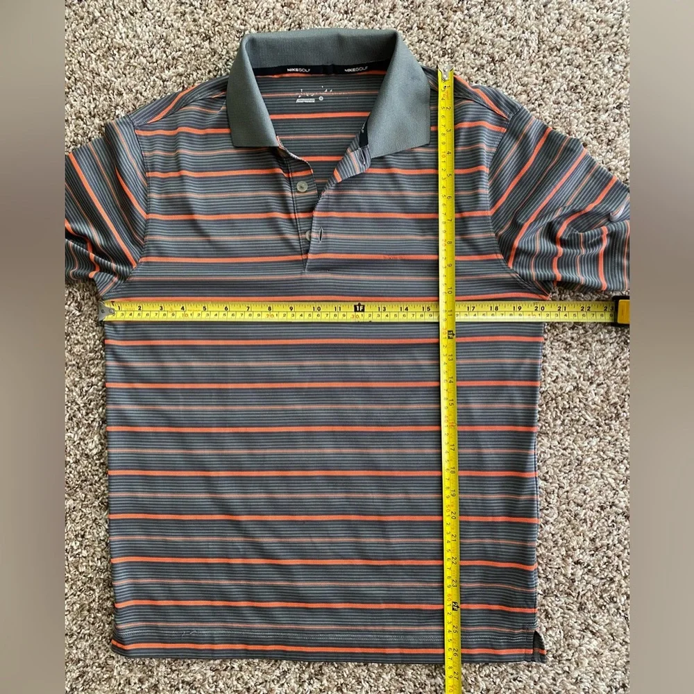 Nike golf polo shirt Gray orange Stripes Dry-fit short sleeve men's S